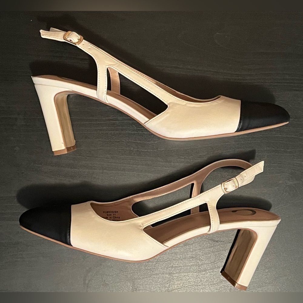Journee Collection Womens Reignn Sling Back Mid Block Heel Almond Toe Pumps - Picture 15 of 16